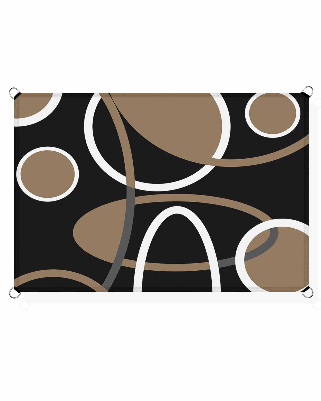 Boanket Sun Shade Sail 8' x 10', Brown Black Geometric Rectangular Waterproof Outdoor Sun Shades, Modern Round Geometric Abstract Art Shade Cloth for Patio Deck Terrace Garden Lawns Beach Backyard