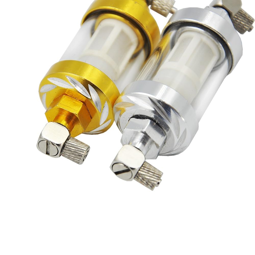 Filtr oleju hydraulicznego CNC Metal przezroczysty do 1/12 RC koparka hydrauliczna spychacz ładowarka DIY Upgrade części samochodowe(Yellow)