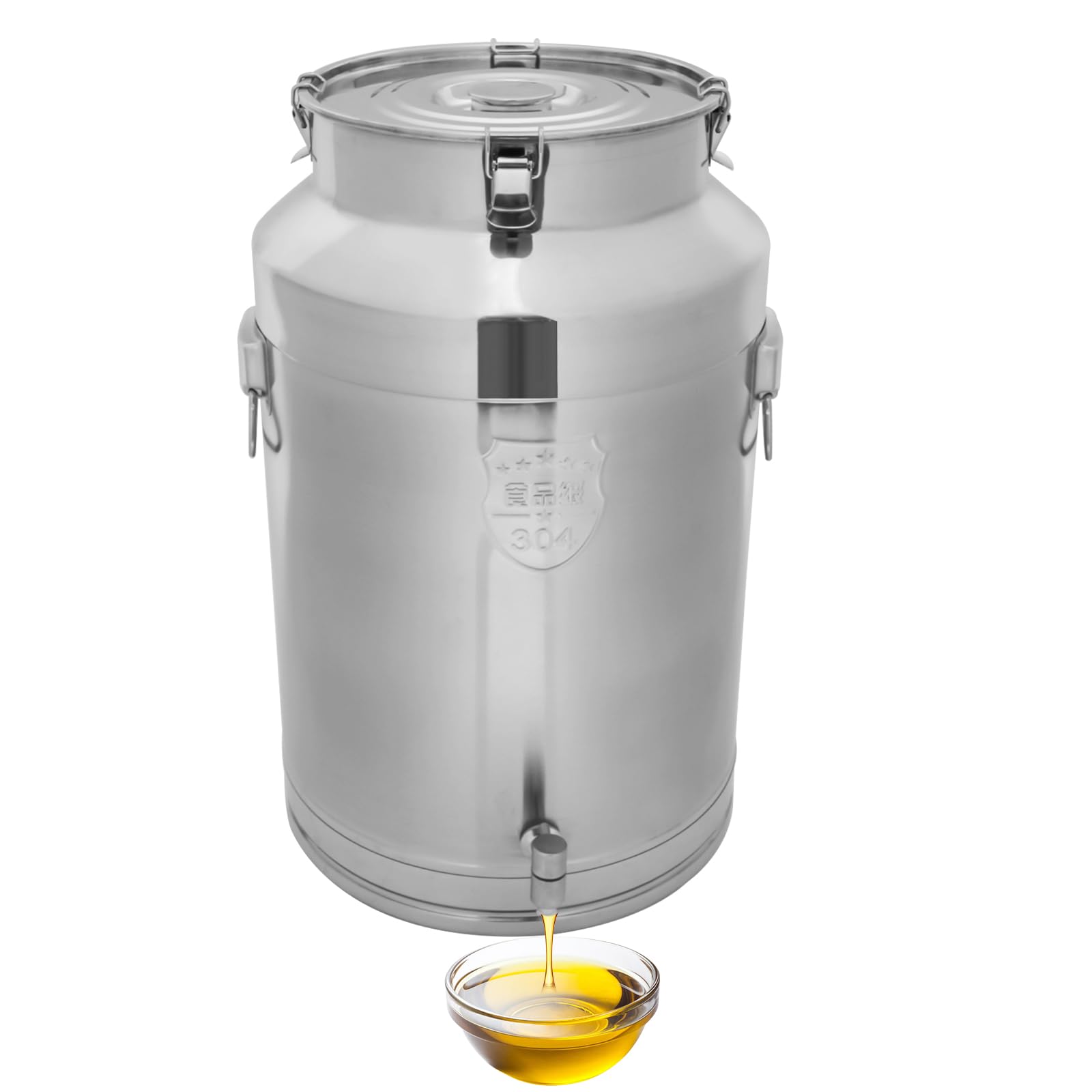 AYCDL Pail Milk Can Bucket,Milk with Spigot, 304 Stainless Steel Dispenser Container Pail, 7Gal Water Jug 28L Hanging Lid Bucket Drink Beverage for Oil Tea,76L/20.08Gal