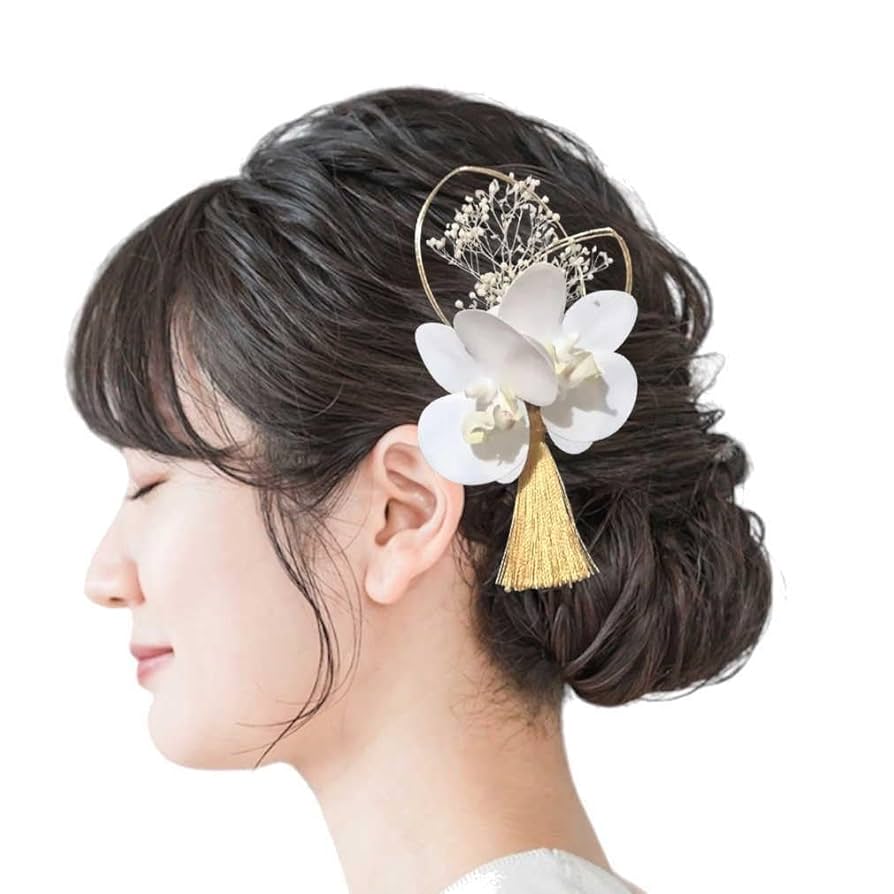 Amazon | Lupine 髪飾り 小さな 胡蝶蘭 白 かすみ草 アイボリー