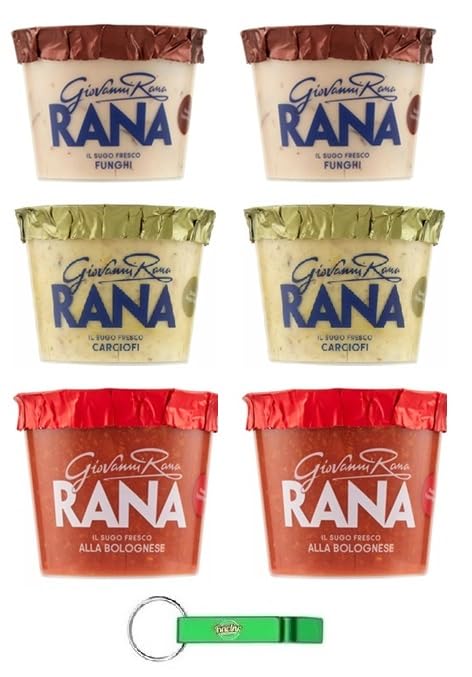 Giovanni Rana - Juego de pruebas para pesto (6 unidades, aroma a salsa de champiñones, 3 sabores diferentes, incluye llavero Beni Culinari gratuito)