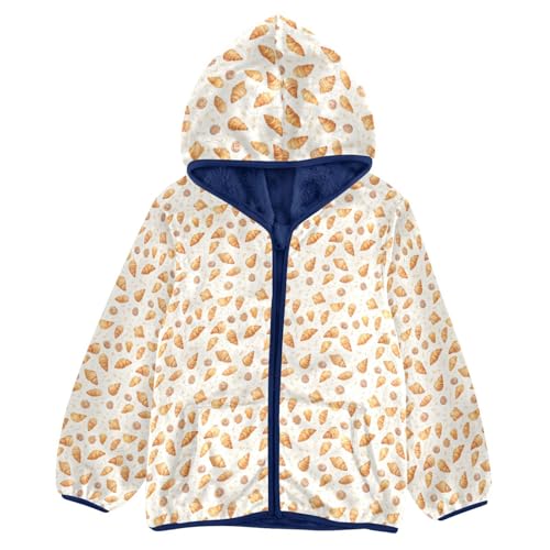 Croissant Flowers Boys Fleece Coat,Children's Zip-Up Hoodie Jacket,Baby Warm Fashion Outerwear 3-10T,A113284