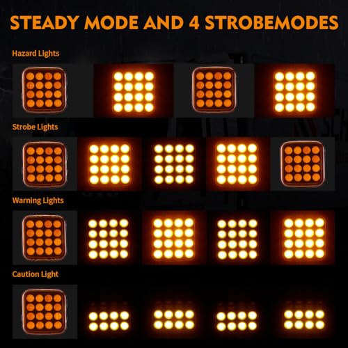 Magnetic Strobe Lights - Wireless Strobe Hazard Light Kit for Trucks Rechargeable Magnetic Flashing Beacon Lights for Vehicles & Trailers (Amber)