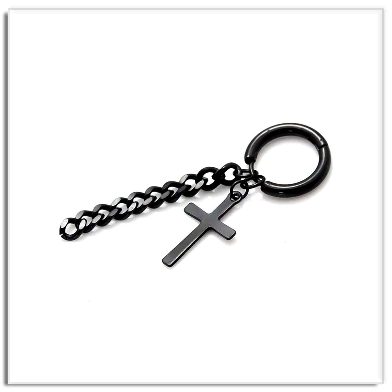 Punk Jewelry - Aretes colgantes de acero de titanio con bisagras y cadena larga, Acero inoxidable 3