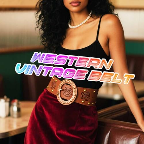 COSYDAYS Wide Western Vintage Belt Brown Boho Floral Leather Waist Belts Accessories for Women4