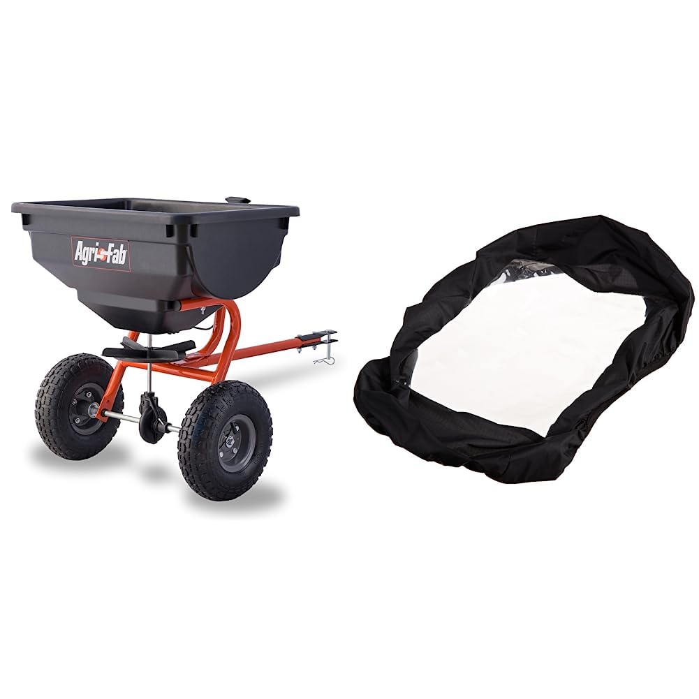 Agri-Fab45-0530 85 lb. Tow Broadcast Spreader + Agri-Fab 69712 Hopper Cover + Agri-Fab 69128 Spreader Gate