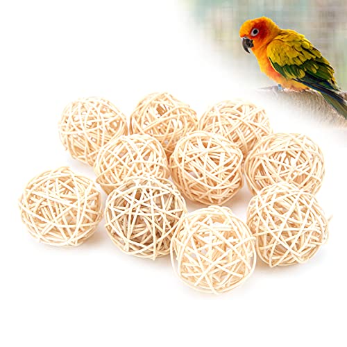 Hztyyier 10Pcs Rattan Balls, Natural Parrot Parakeet Chewing Toys Rattan Balls for Parakeet Budgie Cockatoo Hanging DIY Crafts(5CM) - Image 4
