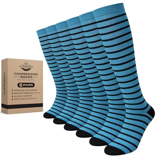 Image of Diamond Star 6 Pairs Compression Socks for Men & Women, Knee High Socks