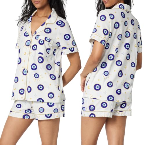Image of Bed Head PJs Organic Cotton Short Sleeve Button Down Pajamas for Women Set
