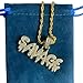 XINSHUN Hip Hop SAVAGE Bubble Letters Combine Pendant Necklace Hip Hop Men's Trendy Jewelry Gold Rope Chain Tennis Chain 24 in