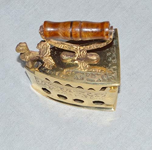 royalantique Antiguo mini hierro de latón pequeño hierro de latón macizo con mango de madera artículo coleccionable