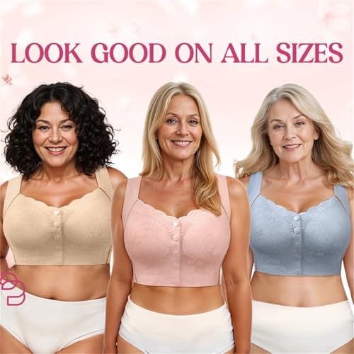 Bustella Bras for Women Front Closure Button-Up Comfy Shaping Posture Corrector Bra Wireless Lift Bra with Back Support3