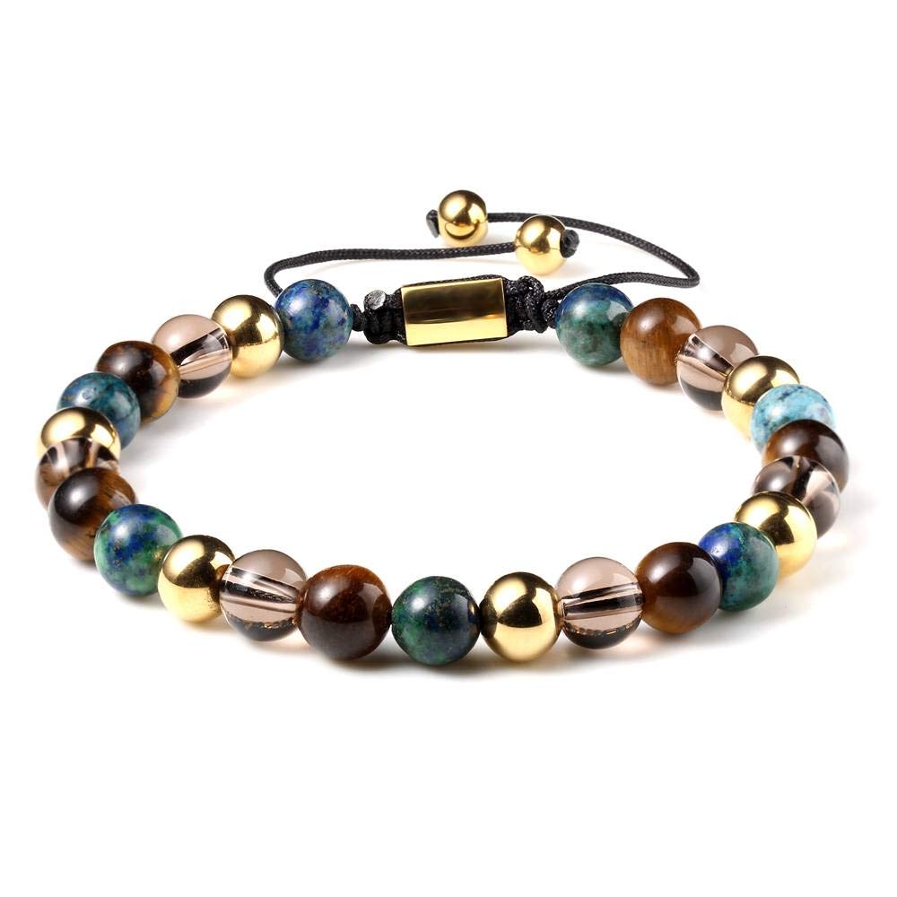 Multi Healing Men Gemstone Bracelet - Semi-precious Natural Stone Macrame Beaded Bracelet 8mm Ourania