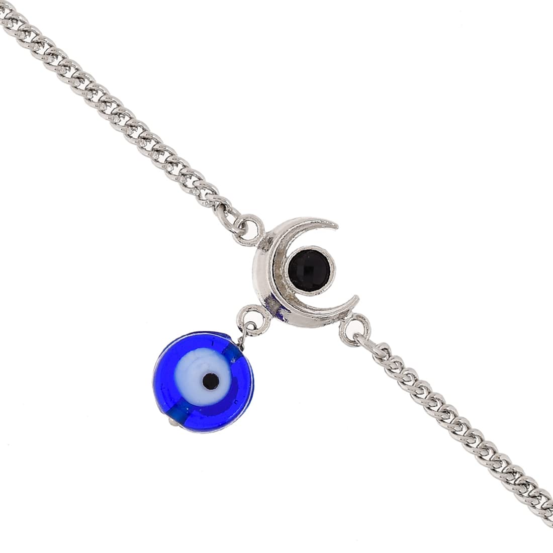 Evil Eye Hanging Bead Bracelet Shiva Moon Oxidized