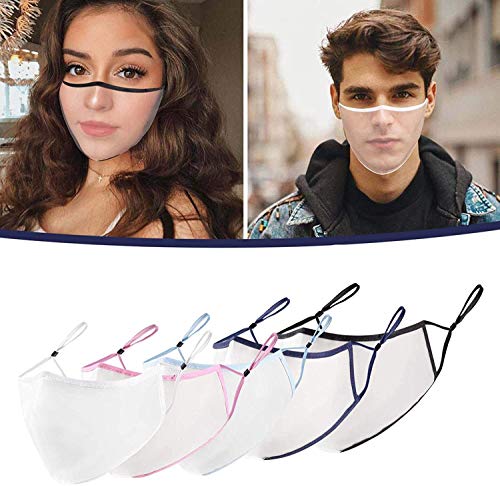 Matte Transparent_Mask,Clarity Face_Masks Smile Mouth Shield for Adult, All Clear Face Breathable Washable Comfortable, Visible Expression for Men Women (5PC)