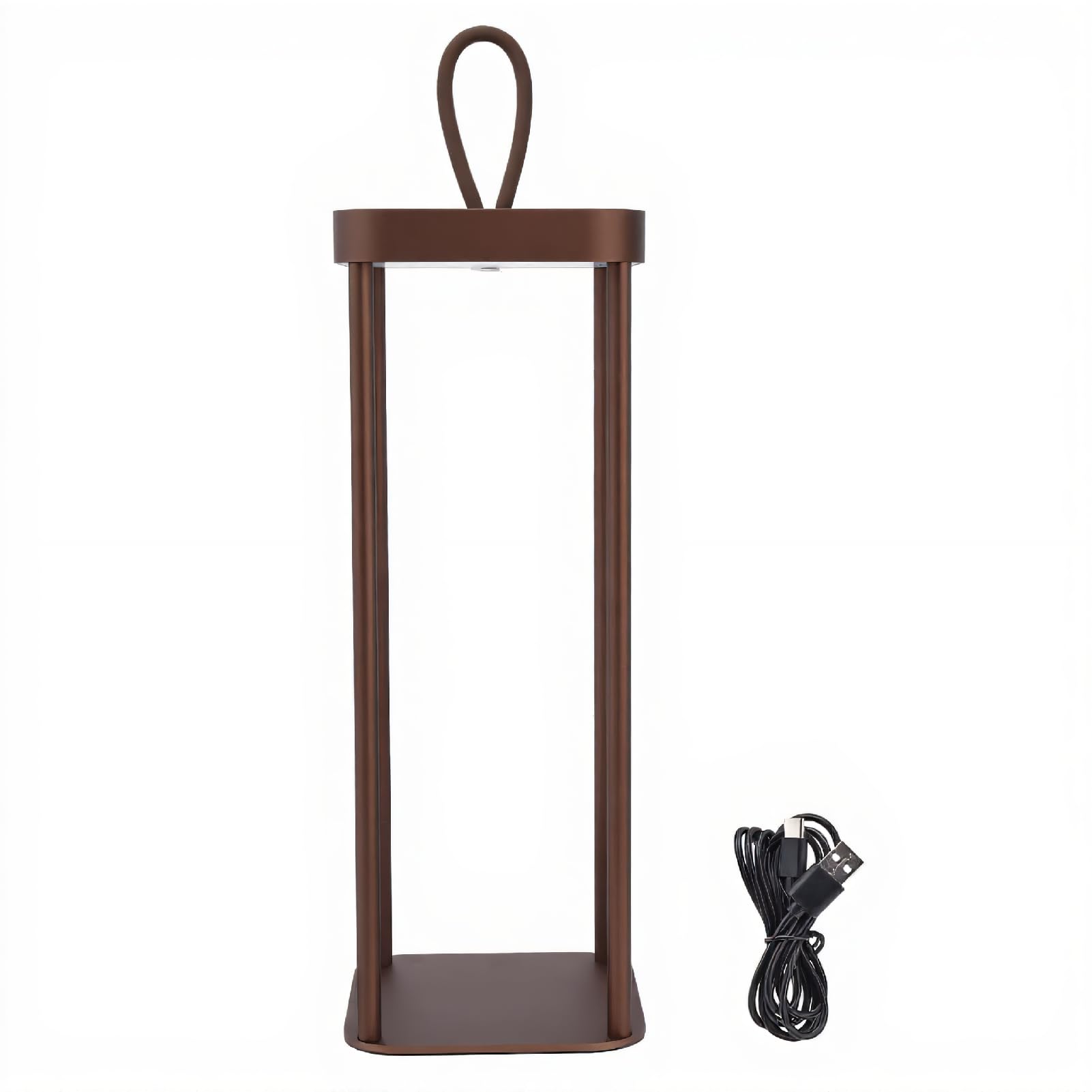 Generic Lampada Lanterna da Campeggio a LED, Tipo C Ricaricabile a 2 Livelli con Dimmerabile Luce in Metallo con 25 Perline, Interruttore Superiore IP54 Protezione Atmosferica (BROWN)