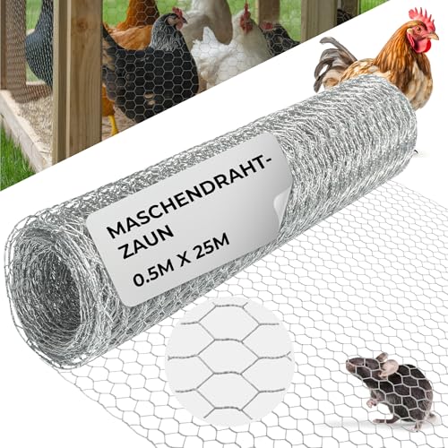 STREND PRO Maschendrahtzaun | Verzinkt | 0,5m x 25m | 0,7 mm, 16mm HEX | Kaninchendraht, Hasendraht, Volierendraht für Garten & Tierhaltung | Hasengitter, Hühnerzaun, Gartenzaun STREND PRO Maschendrahtzaun | Verzinkt | 0,5m x 25m | 0,7 mm, 16mm HEX | Kaninchendraht, Hasendraht, Volierendraht für Garten & Tierhaltung | Hasengitter, Hühnerzaun, Gartenzaun