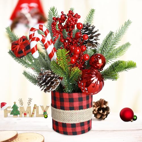 Small-Tabletop-Christmas-Tree-Artificial-Mini-Christmas-Tree-Decorations-with-Pine-Cones-Red-Berries-Desk-Christmas-Trees-Buffalo-Plaid-Christmas-Table-Centerpieces-for-Xmas-Office-Home-Decor Small Tabletop Christmas Tree Artificial Mini Christmas Tree Decorations with Pine Cones Red Berries Desk Christmas Trees Buffalo Plaid Christmas Table Centerpieces for Xmas Office Home Decor