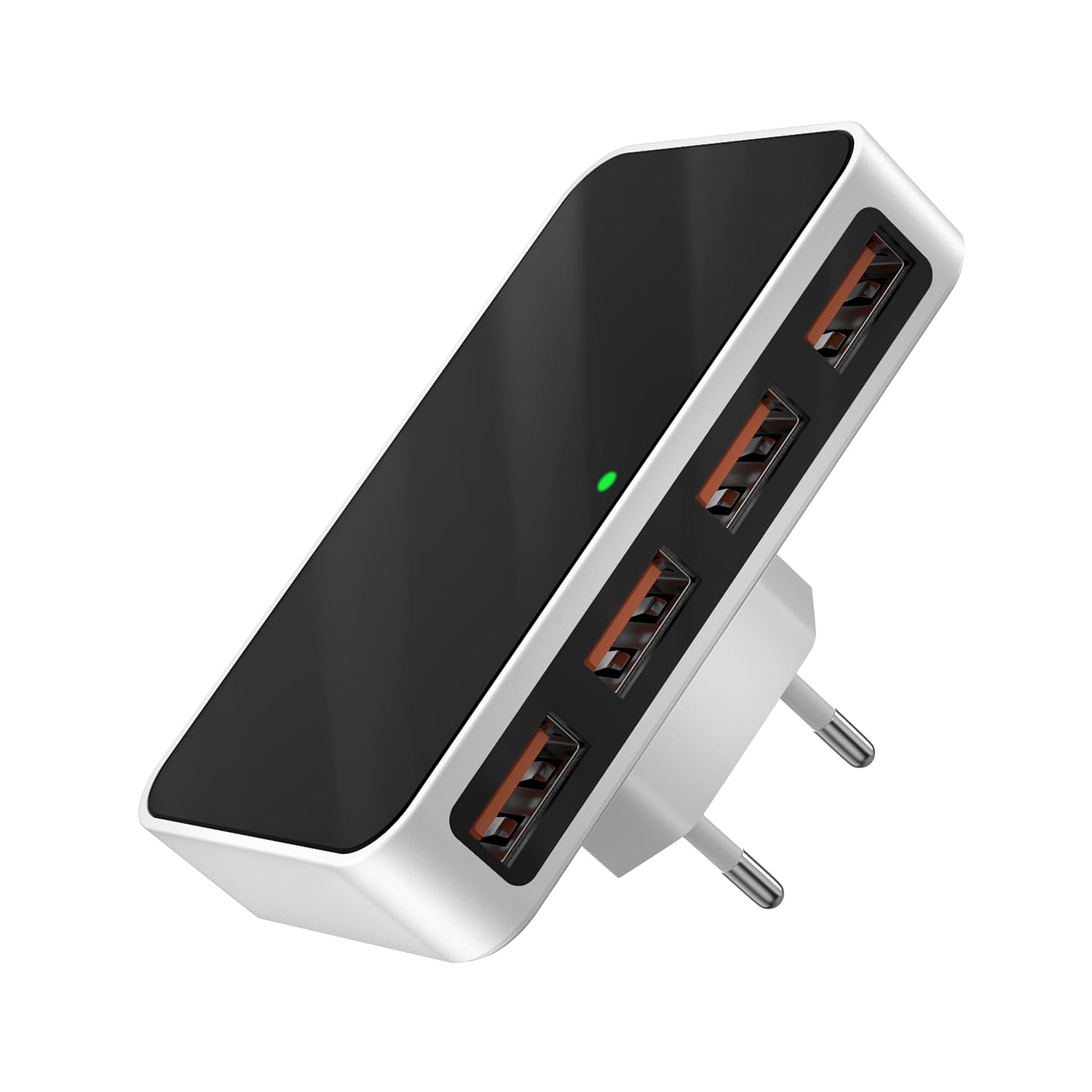 VPSUN USB Ladegerät Flach 25W,4 Port Netzteil Mehrfach Ladeadapter,Kompakter Reise Handy Ladeblock mit 4 USB-A Schnellladegerät,UK/US Stecker für iPhone,Samsung,iPad,AirPods (Black)