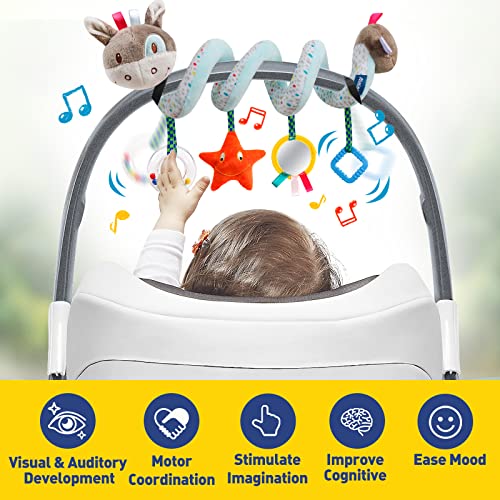 Image of GKDOMS Baby Car Seat Toys Activity Stroller Toy for Boys Girls 0 3 6 9 10 12 Months, Spiral Hanging Plush Toys, Baby Shower Thank You Gifts