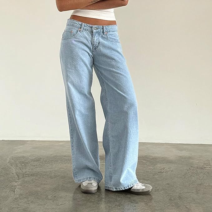 Low Rise Baggy Jeans for Women,Mom Jeans Baggy Jeans Wide Leg Denim Pants Loose Fit Boyfriend Fashion Y2k Outfits 20252