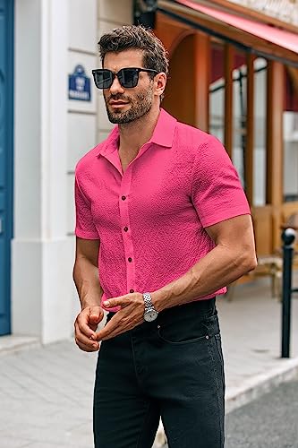 Runcati Mens Button Down Shirt Casual Short Sleeve Solid Color Hippie Yoga Plain Summer Beach Tops3