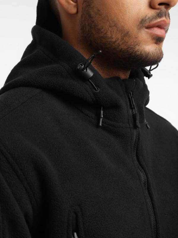 Image of MOUNTMILLER Men's 10 Zip Outpost Superbond Tactical Windproof Fleece Jacket with Hood | Adjustable Cuffs | Reinforced Elbows | YKK Zippers | Multiple Pockets for Outdoor & Active Wear