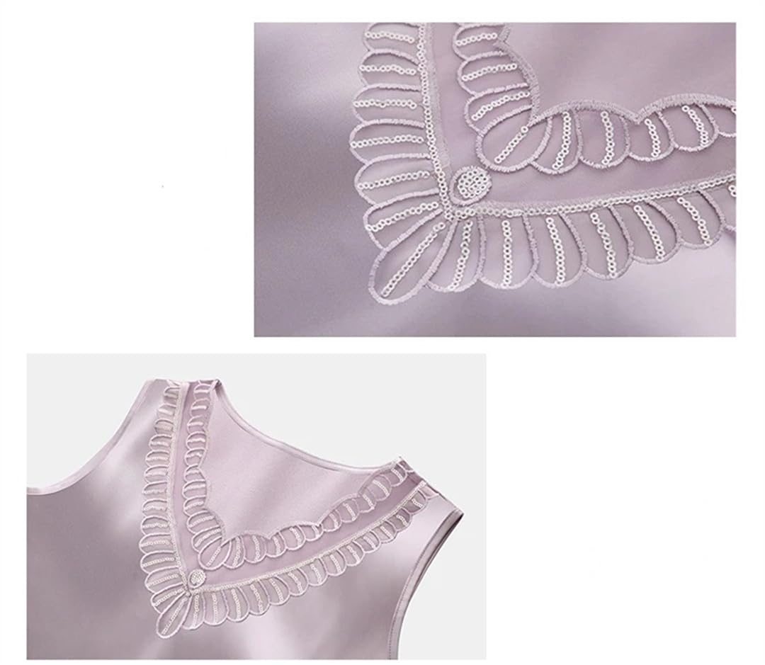 Camicetta da donna con scollo a V allentata casual estiva senza maniche in seta con