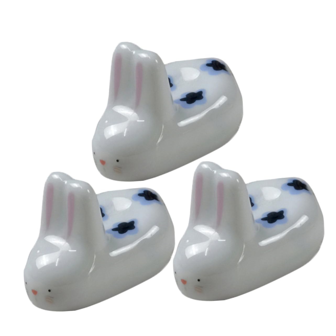 CIYODO 3Pcs Cute Ceramic Animals Chopstick Rest Adorable Bunny Design for Preventing Away Chopsticks Keeping Tableware Clean Dining Table Accessory for Home
