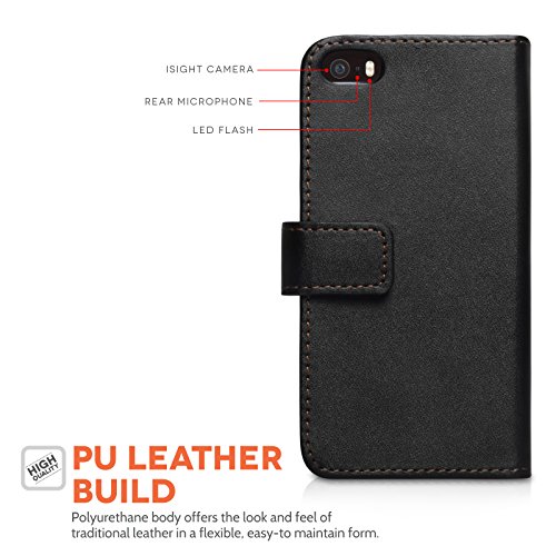 Cover iPhone 5S Custodia PU Cuoio Portafoglio Nero...
