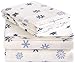 Pinzon Cotton Flannel Bed Sheet Set - Full, Falling Snowflake Blue