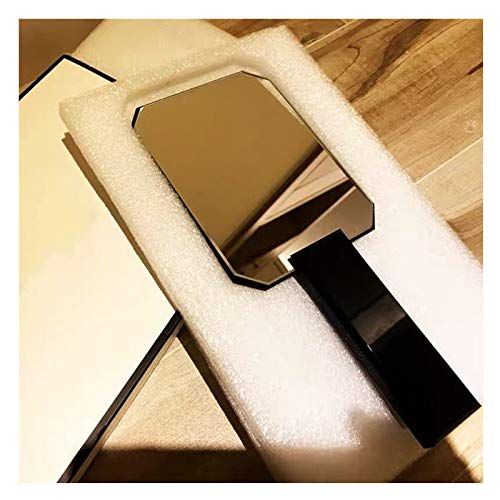 1PC Acrylic Hand Mirror Cosmetic Mirror with Logo Salon Barbers Hair Dressing Paddle Hairdressers Handheld Mirror (Color : Black)