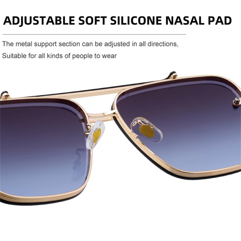 Gafas de sol de gran tamaño con montura de metal cuadrada retro para hombre y mujer, gafas de sol de doble haz para hombre, gafas protectoras UV400