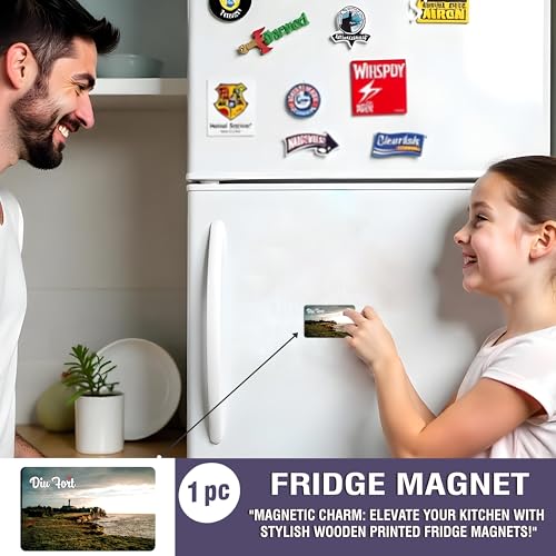Image of Elegant Fridge Magnet with Themes |Rectangular Size Refrigerator Magnet with Magnetic Rubber Back | Pack of 1, 8.6cm X 5.4cm (Diu Fort)