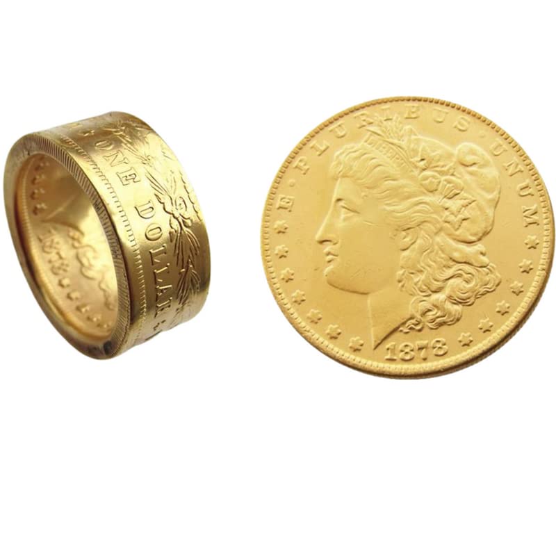 Morgan Dollar Coin Ring - 1878 Copper-Nickel Alloy Handmade Spinning Ring for Men and Women - Silver Dollar Design4