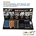 Sela Art-54 Pcs professional Art Pencil Set! Great For Drawing and Coloring. All in one: colored, watercolor, charcoal, metallic, sketch pencils + 4 accessories: brush, sharpener, eraser, and ruler !