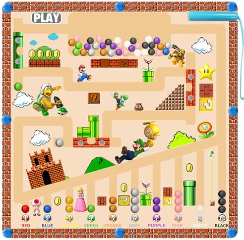 Magnetic Color and Number Maze, Montessori Toys for 3+ Year Old, Wooden Puzzle Activity Magnetic Board for Toddlers, Learning Educational Counting Matching Toys for Kids Boys Girls Preschoolers (A)