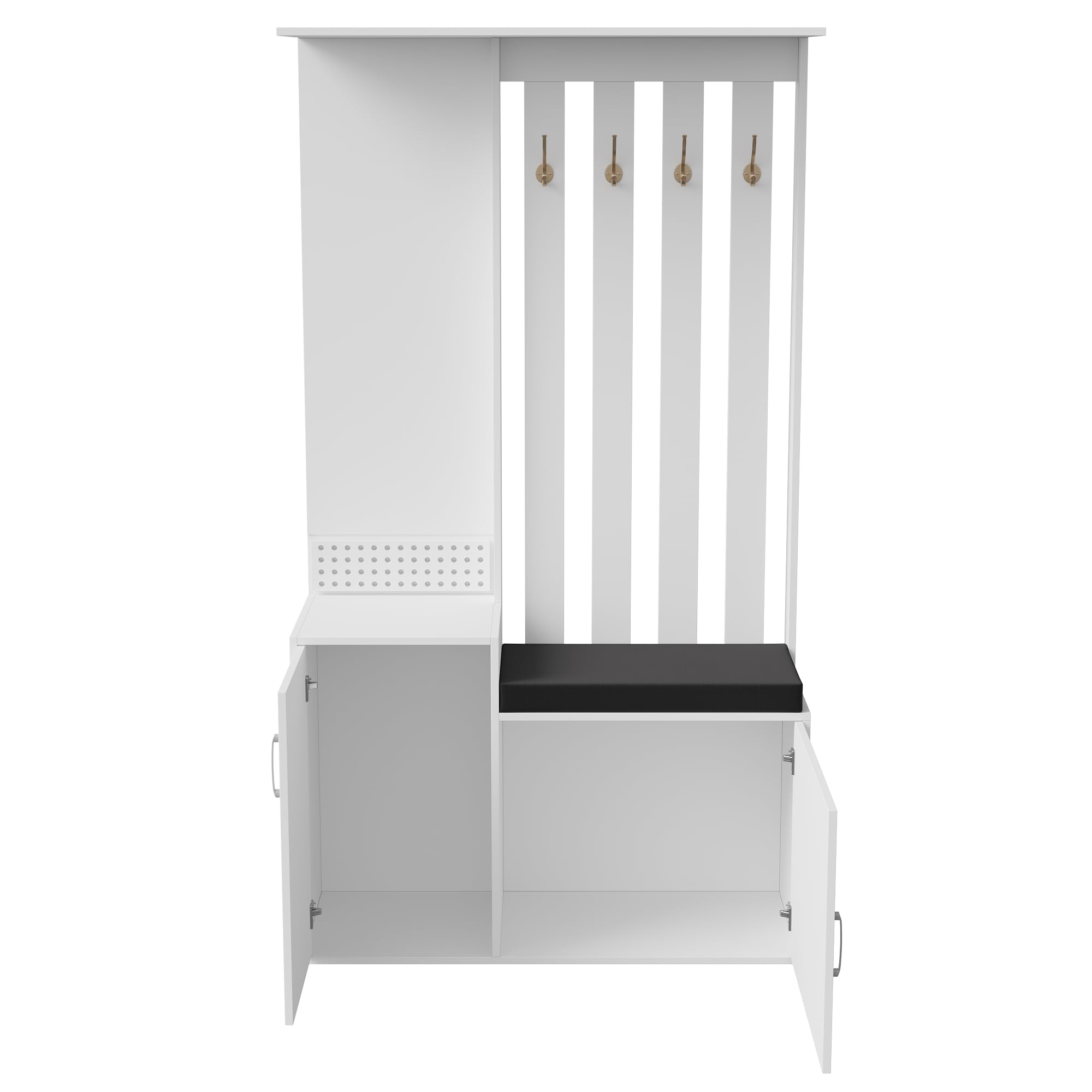 Mueble Zapatero Recibidor, Perchero con Banco para recibidor Zapatero Perchero EntradaRecibidor con Ganchos Espejo y Cajones 180x40x100 cm ArmarioZapatero de Madera Armario Independiente