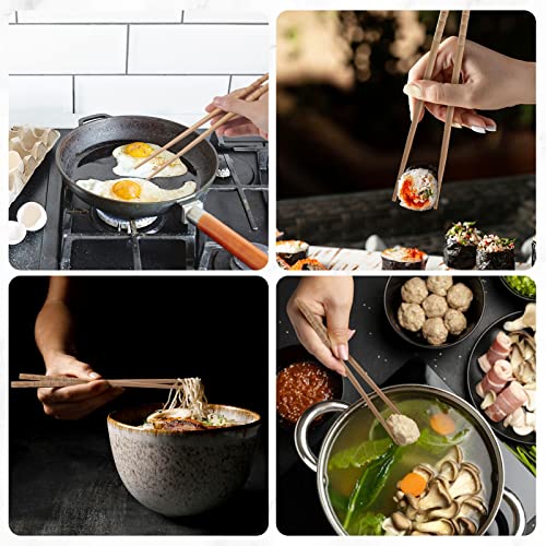 10 Pairs Bamboo Chopsticks Natural Carbonization Wooden Chopsticks Chinese Style Round Chopsticks Non-Slip Designed Food Serving Supply by NUOMI for Eating Cooking, Natural Color by NUOMI - Image 7