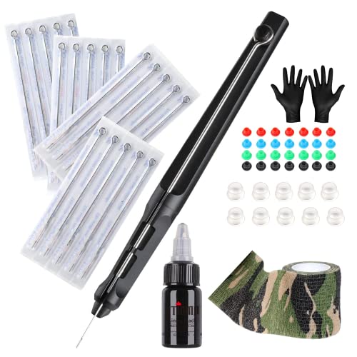 Stigma Hand Poke Tattoo Kit - Aluminum Alloy Pen with 20 Needles DIY Tattoo Supply