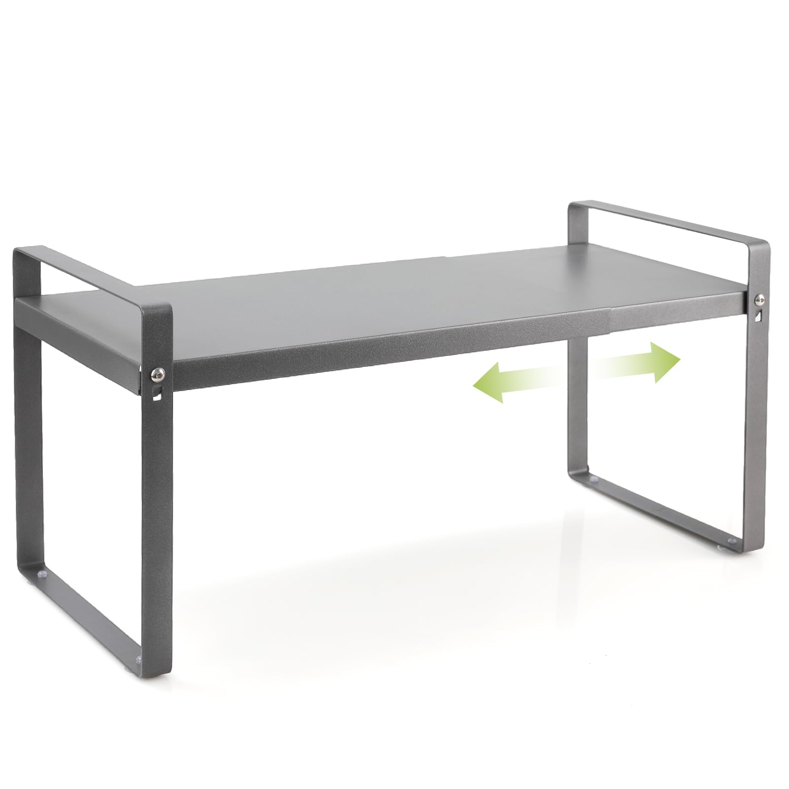 Cozary Scaffale da Cucina Espandibile (37∼63cm), Mensole da Cucina per Stoviglie, Metallo Scaffale Cucina, per Utensili, Snack o Libri, Più Spazio di Appoggio, per Cucina, Banconi, Dispensa, Grigio