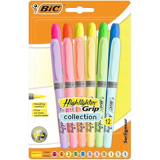 BIC Highlighter Grip Subrayadores de Punta Biselada Regulable - Colores en Tonos Intensos y Pastel, Surtido, Pack de 12 | Ya disponible en tu tienda friki favorita! En mundofriki.es! BIC Highlighter Grip Subrayadores de Punta Biselada Regulable - Colores en Tonos Intensos y Pastel, Surtido, Pack de 12 | Ya disponible en tu tienda friki favorita! En mundofriki.es!