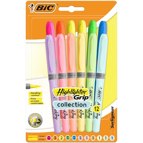 BIC Highlighter Grip Subrayadores de Punta Biselada Regulable -