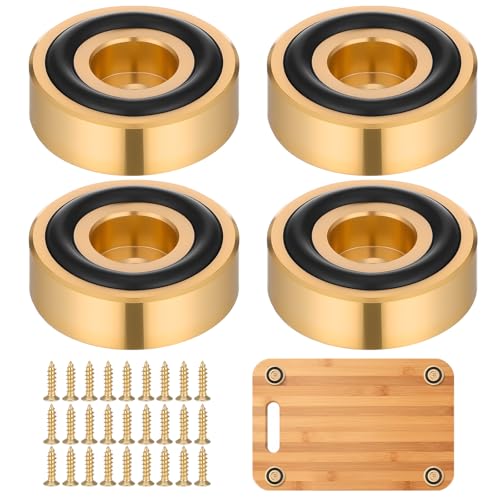 4pcs Cutting Board Feet, Metal Anti Vibration Pads 1.16*0.39 Inch Non Slip Furniture Pads With Stainless Screws Non Slip Rubber Feet Bumper Feets for Kitchen Cutting Board Sofas Beds Floor Protection
