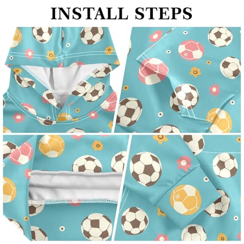 KLL Soccer Ball Pattern Toddlers and Girls' Sweatshirt Crewneck Pullover Hoodie with Kangaroo Pocket3