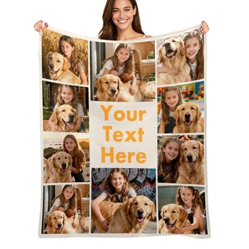 Custom4U Custom Blanket with Picture Text Personalized Photo Blanket Customized Flannel Throw Blanket Gifts for Dad Mom Couple Boyfriend Girlfriend Wife Husband Christmas 10 Photos-3