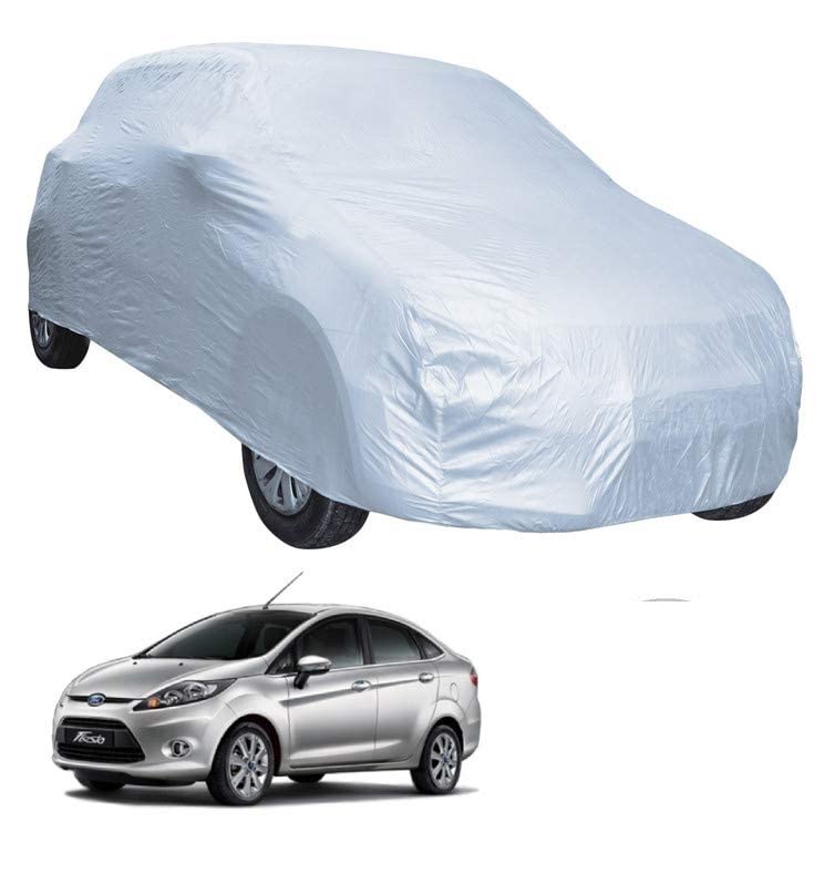 Image of Auto Hub Car Cover Compatible with Ford Fiesta with Weather Proof, Triple Stitched, Fiesta Car Cover- Plain Silver