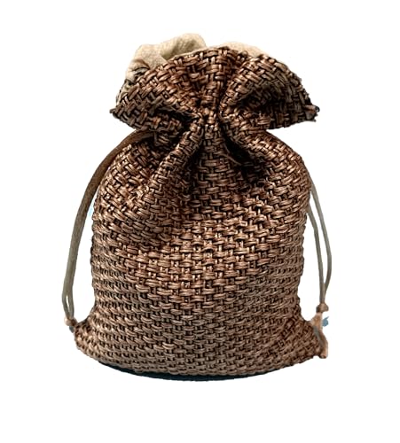 Image of 3A Featuretail 13CM X 18CM Small Drawstring Bags Pouches Potli for Gift Wedding Jewelry Packaging Bridal Party Favors for Women (25 pc Pack, Brown Colour Jute)