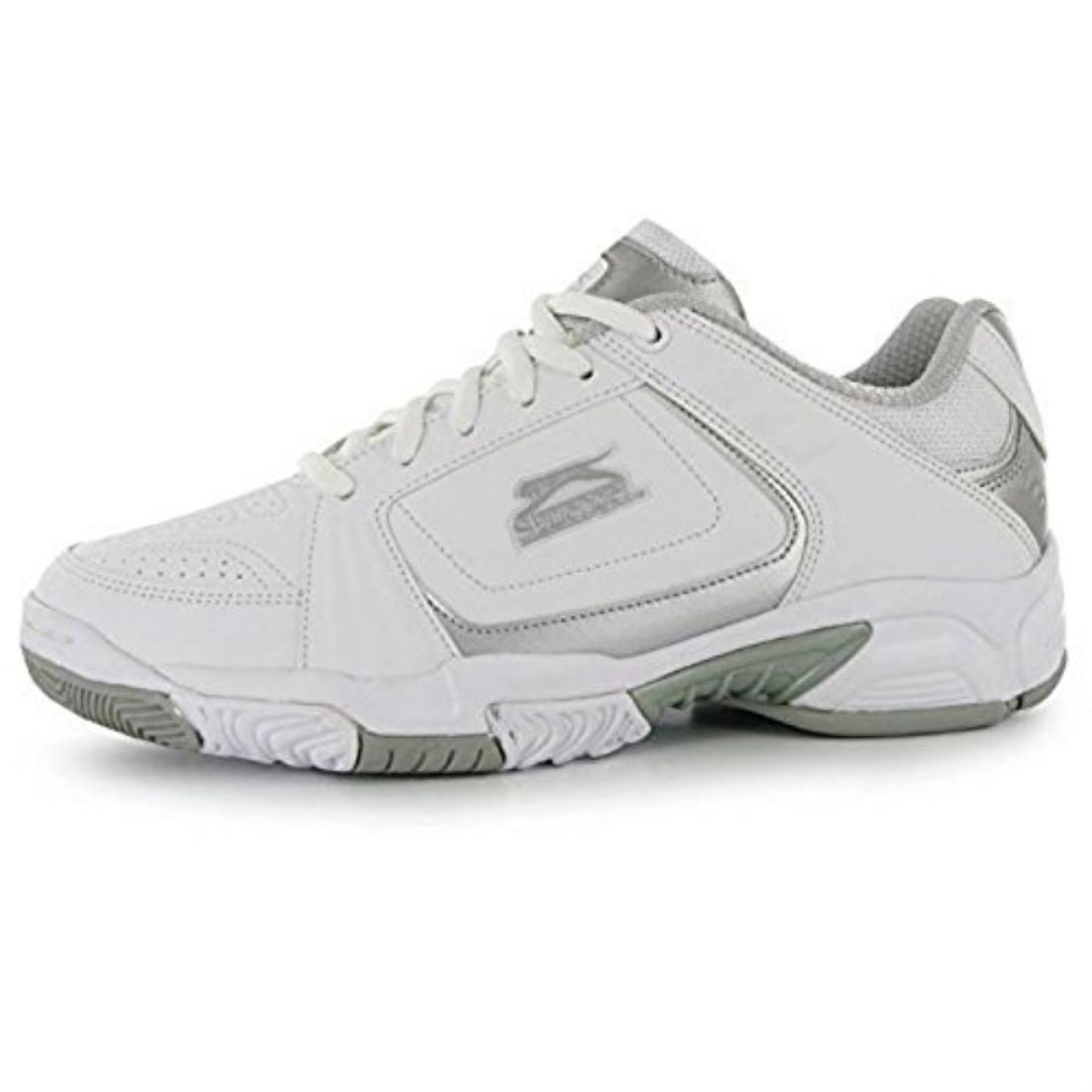 Slazenger Damskie buty tenisowe buty sportowe buty tenisowe sznurowane, biały - biały srebrny - 38.5 EU