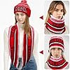 Georgia Beanie Hat Scarf Set for Men, Knit Pompom Beanie Cap, Football Fans Fashion Toque Cap, Neck Warmer Scarves,Winter Gifts for Sport Fans with Stickers #3